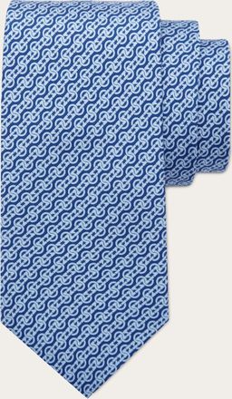 Ferragamo Men Woven print silk tie Blue