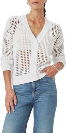 Splendid Camellia Openwork V-Neck Cotton Blend Cardigan in White at Nordstrom, Size X-Small