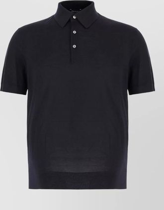 Ermenegildo Zegna short sleeve polo collar ribbed hem shirt