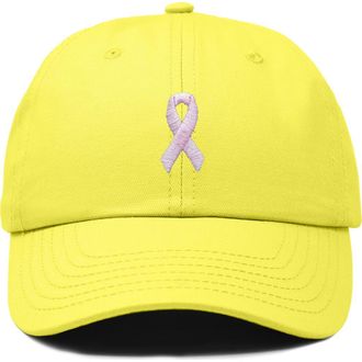 Dalix Pink Ribbon Dad Cap in Yellow at Nordstrom
