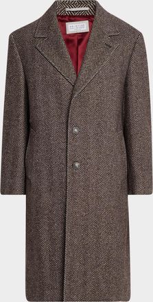 Brunello Cucinelli Mens Chevron Raglan-Sleeve Overcoat