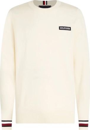 Tommy Hilfiger Rondgebreide Pullover met Ronde Hals - Heren - Ronde hals truien - Beige - S - Katoen - Truien & Vesten