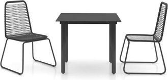 vidaXL Set de comedor de jardín de 3 piezas pvc ratán negro Vidaxl