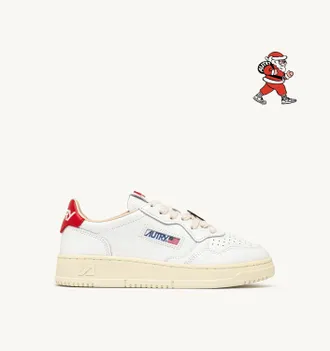 Autry MEDALIST LOW SANTA CLAUS SNEAKERS IN WHITE AND RED LEATHER