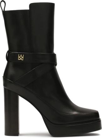 Kazar Hoge zool en hak laarzen - Dames - Laarzen met Hak - Zwart - 39 EU - Leer - Schoenen