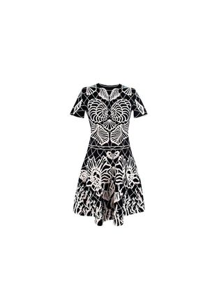 Alexander McQueen Black & White Shell Intarsia Knit Top & Skirt Size M