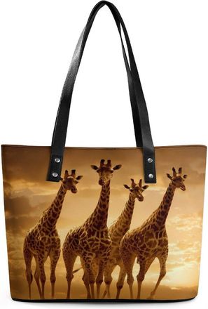 Generic Giraffe Wild Animal Tote Bags for Women Cute Shoulder Purses Handbags