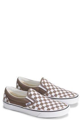 Vans Classic Slip-On Sneaker in Checkerboard Walnut at Nordstrom, Size 11 Womens