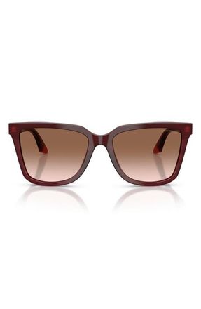 Emporio Armani 55mm Irregular Sunglasses in Shiny Opal Bordeaux/Pink at Nordstrom