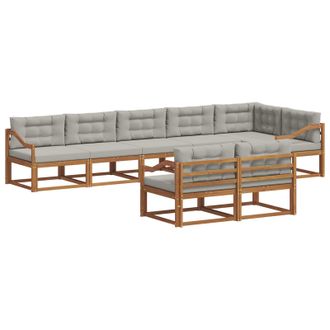 vidaXL Conjunto De Sof&aacute;s De Exterior 8 Pcs Gris Natural Y Claro Vidaxl