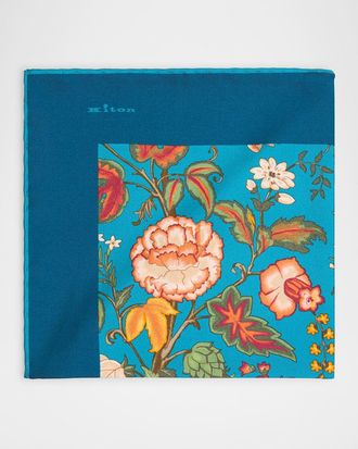 Kiton Mens Silk Large Paisley Pocket Square