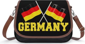 Generic German Flag Crossbody Bag Womens Handbag PU Message Bags Shoulder Purse with Adjustable Strap