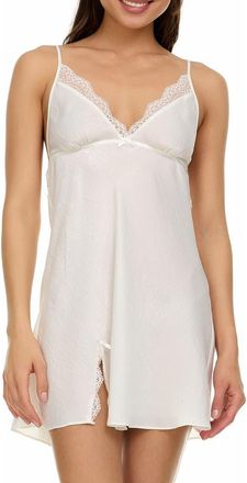 Flora Nikrooz Madelyn Lace Trim Satin Charmeuse Chemise in Ivory at Nordstrom, Size X-Small