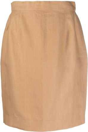 Chanel 1980s high-waisted linen skirt - women - Silk - 40 - Neutrals