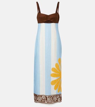 Cala de la Cruz Nara cutout striped linen midi dress