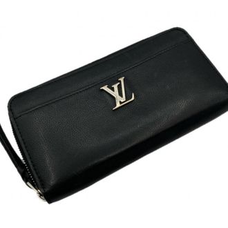 Louis Vuitton Black Noir Leather Long Wallet (Bi-Fold) (Pre-Owned)