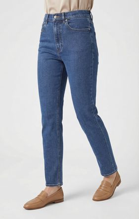 Calvin Klein Jeans Straight-Jeans CALVIN KLEIN JEANS HGH RS STRGHT CK ESS, Damen, Gr. 25, L&auml;nge 30, pacifico, Denim/Jeans, Obermaterial: 98% Baumwolle, 2% Elasthan, stra