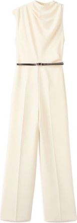 Mango Drape Bodice Belted Straight Leg Jumpsuit in Ecru at Nordstrom, Size Xx-Small