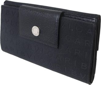 Bulgari Black Leather Long Wallet (Tri-Fold) (Pre-Owned)