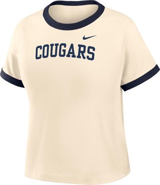 Nike Womens College (BYU Ringer T-Shirt in Brown | IV9301-120