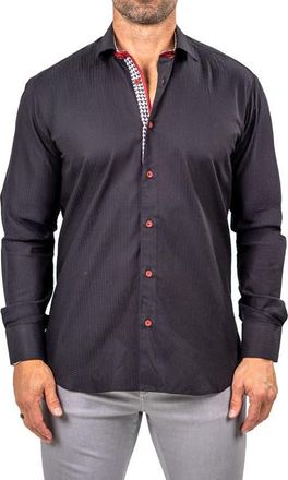 Maceoo Eins Marthy Contemporary Fit Cotton Button-Up Shirt in Black at Nordstrom, Size 5