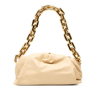 Bottega Veneta Pre-owned Womens Lambskin Chain Pouch - Cream Leather - One Size