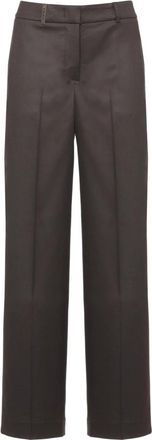 PESERICO Broek Bruin - Dames - Straight fit broeken - Bruin - M - Wol - Broeken