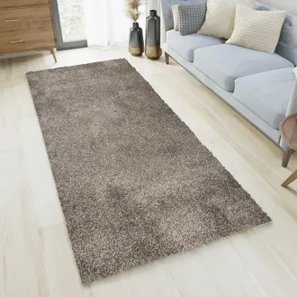 Tapiso Alfombra de pasillo shaggy de polipropileno en gris oscuro 80x400 cm