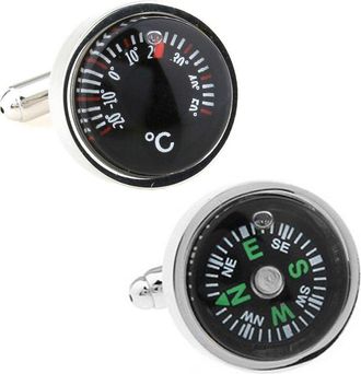 Charles William London Working Compass And Temperature Gauge Cufflinks Novelty Hiking Naval Wedding