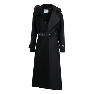 sacai Cappotto in flanella di lana x taffet&agrave; - - Coats - Donna - Nero - M