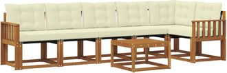vidaXL Conjunto De Sof&aacute;s De Exterior 7 Uds. Natural Y Crema Vidaxl