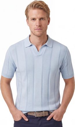 Gentiluomo V hals poloshirt Gentiluomo lichtblauw gestreept