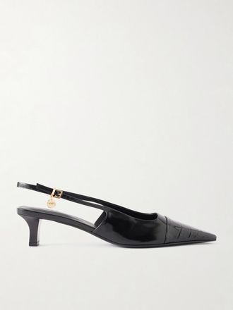 Tod's D&eacute;collet&eacute; Slingback In Pelle Effetto Coccodrillo Con Decorazioni - Nero