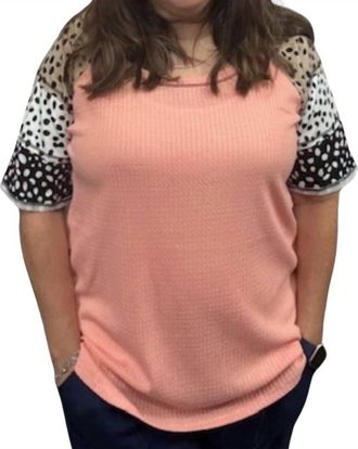 Bibi Printed Short Sleeve Tee Top In Peach