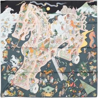 Herm&egrave;s Pre-owned Scarves, female, Multicolor, Size: ONE SIZE Pre-owned Carre 90 Silk Scarf