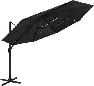 vidaXL Vidaxl - Sombrilla Jard&iacute;n De 4 Niveles Con Palo De Aluminio Negro 3x3 Cm