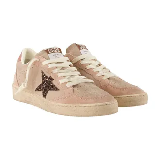 Golden Goose Womens Ballstar Sneakers - Golden Goose Deluxe Brand Leather Pink Calfskin Shoes