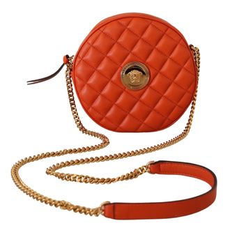 Versace Red Nappa Leather Medusa Round Crossbody Womens Bag