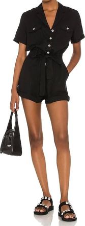 Rails Georgie Linen Blend Shorts Romper In Black