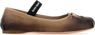 Miu Miu Brown Leather Ballet Flats