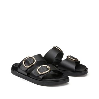 La Redoute Collections Leren muiltjes met dubbele gesp, Signature SALOME