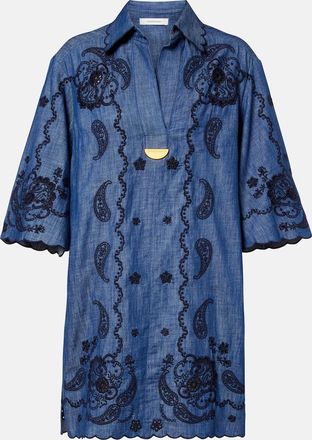 Zimmermann Embroidered cotton chambray minidress