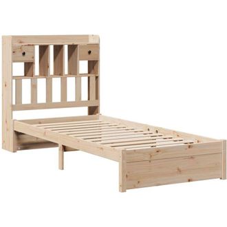 vidaXL Cama Con Estanter&iacute;a Sin Colch&oacute;n Madera Maciza De Pino 75x190 Cm Vidaxl