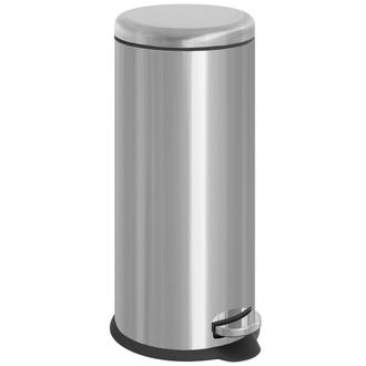 HOMCOM Homcom - Cubo De Basura Con Apertura A Pedal Con Volumen De 30 L Acero Inoxidable Plateado