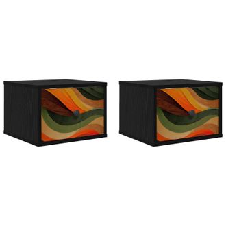 vidaXL Mesita De Noche De Pared Bonn 2 Uds. Roble Negro Vidaxl