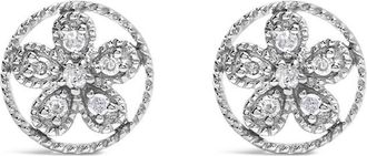 House of Brilliance 925 Sterling Silver Diamond Accent Star and Wheel Milgrain Style Stud Earrings