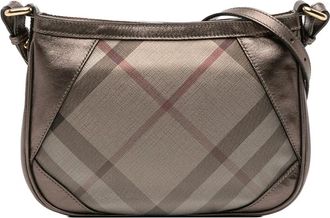 Burberry Pre-owned Shoulder Bags, female, Brown, Size: ONE SIZE Pre-owned Vintage Check and Leather Crossbody Bag