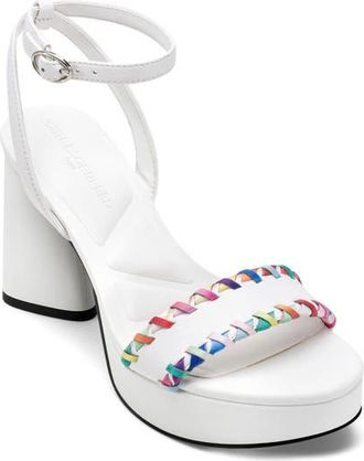 Karl Lagerfeld Haden Ankle Strap Platform Sandal in Bright White at Nordstrom, Size 6.5