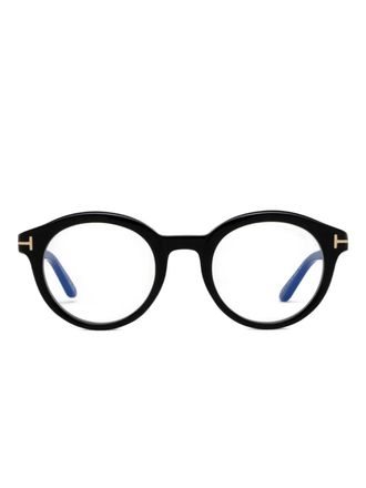 Tom Ford Eyewear round-frame logo-detail glasses - Black