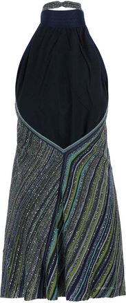 Missoni Womens Sleeveless Sequin Viscose Dress With Cut-Out Blue